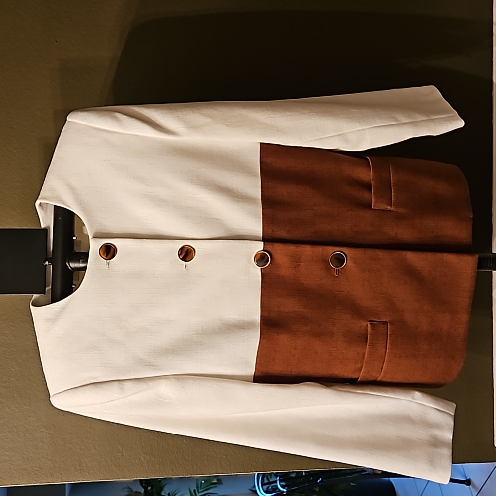 Kasper for ASL Color Block Suit Blazer Jacket sz 8 Double Pocket - Lined